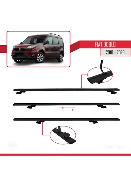 Fiat Doblo 2010 ve Sonrası ile Uyumlu Basıc Model Ara Atkı Tavan Barı Siyah