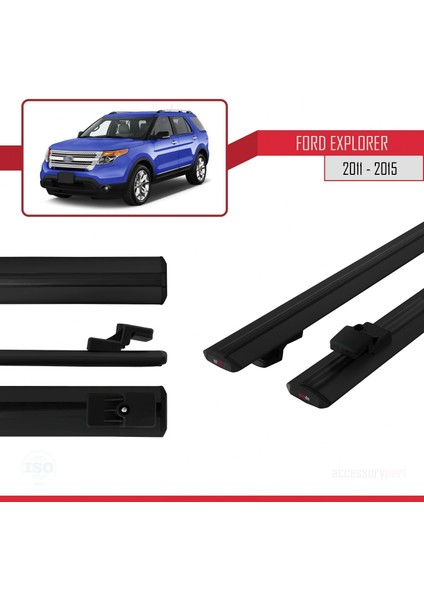 Ford Explorer 2011-2015 Arası ile Uyumlu Basıc Model Ara Atkı Tavan Barı Siyah modelleri