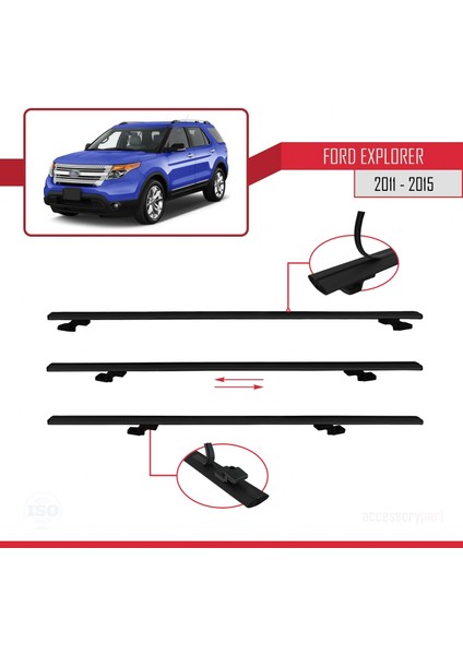 Ford Explorer 2011-2015 Arası ile Uyumlu Basıc Model Ara Atkı Tavan Barı Siyah indirimleri