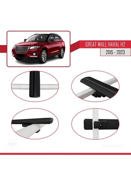 Great Wall Haval H2 2015 ve Sonrası ile Uyumlu Basıc Model Ara Atkı Tavan Barı Siyah