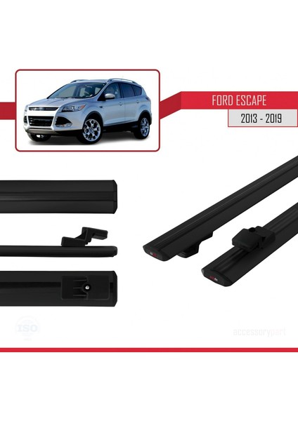 Ford Escape 2013-2019 Arası ile Uyumlu Basıc Model Ara Atkı Tavan Barı Siyah