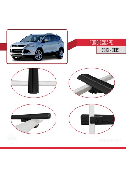 Ford Escape 2013-2019 Arası ile Uyumlu Basıc Model Ara Atkı Tavan Barı Siyah