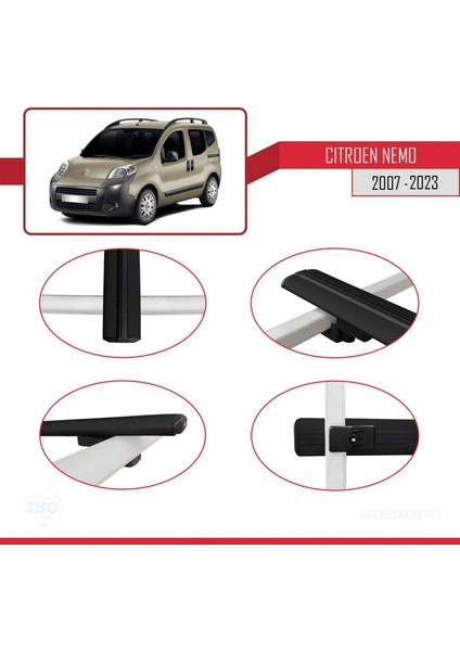 Citroen Nemo 2007 ve Sonrası ile Uyumlu Basıc Model Ara Atkı Tavan Barı Siyah