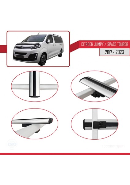 Citroen Jumpy - Space Tourer 2017 ve Sonrası ile Uyumlu Basıc Model Ara Atkı Tavan Barı Gri fırsatları