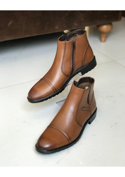 Italyan Stil Iç Dış Naturel Deri Kışlık Erkek Bot Ayakkabı Taba T6561 fiyatları