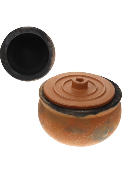 Toprak Dayanıklı Fırınlı Kara Kapaklı Güveç Tencere 20 Cm