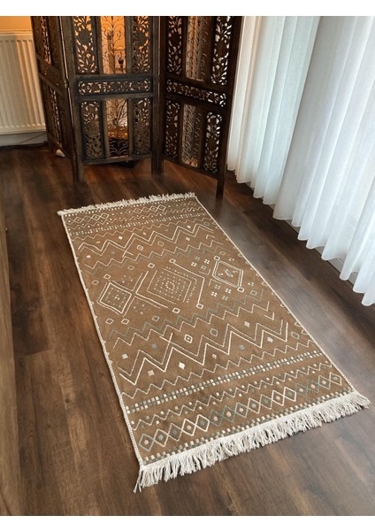 Yıkanabilir Çift Taraflı Dokuma Kilim Bahar 05 Bej 160 x 230 cm