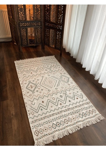 Yıkanabilir Çift Taraflı Dokuma Kilim Bahar 05 Bej 120 x 180 cm