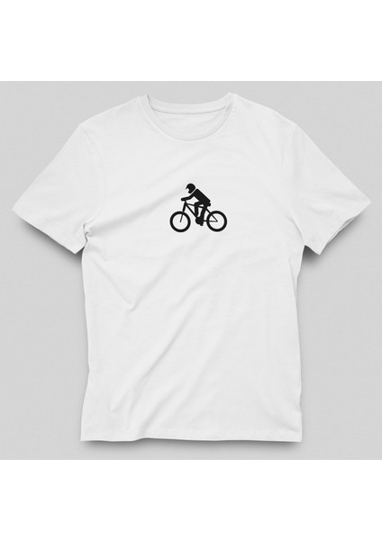 Kadın Beyaz Bisiklet / Cyclıst Symbol T-Shırt