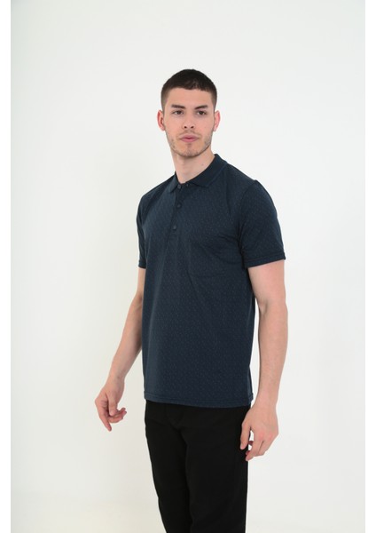 Baba Yakalı Cepli Desenli Model Klasik Kesim T-Shirt fırsatları