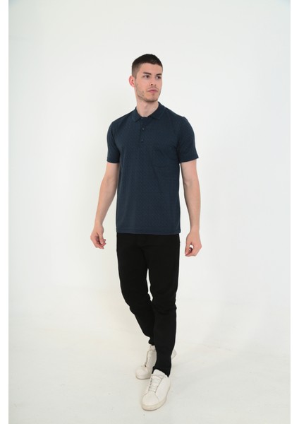 Baba Yakalı Cepli Desenli Model Klasik Kesim T-Shirt indirimleri