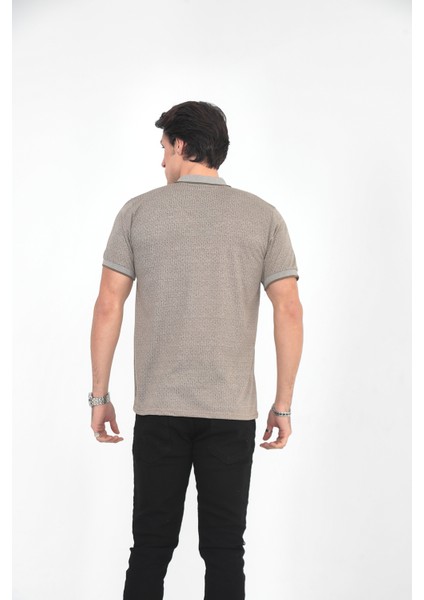 Baba Yakalı Cepli Desenli Model Klasik Kesim T-Shirt indirimleri