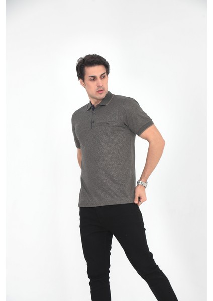 Baba Yakalı Cepli Desenli Model Klasik Kesim T-Shirt fiyatları