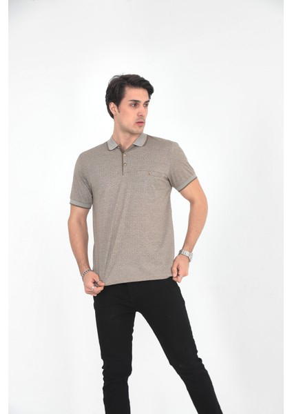 Baba Yakalı Cepli Desenli Model Klasik Kesim T-Shirt fiyatları
