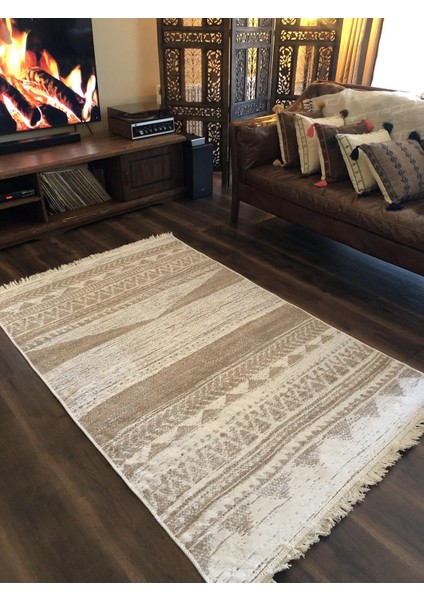 Yıkanabilir Çift Taraflı Dokuma Kilim Bahar 06 Vizon 160 x 230 cm