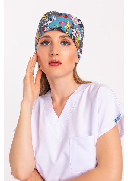 Nur Medikal Giyim Master Likra Hayvanat Bahçesi Desenli Doktor Hemşire Hastane Cerrahi Bone