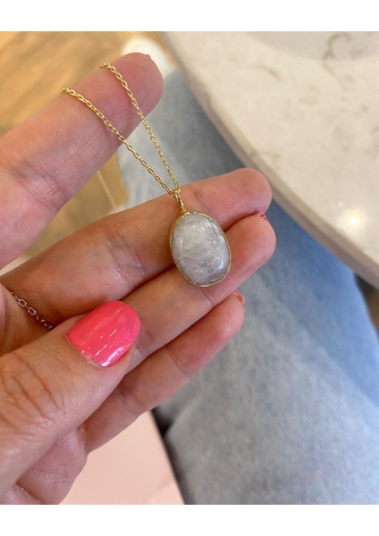 Kadın Gümüş Ay Taşı Kolye