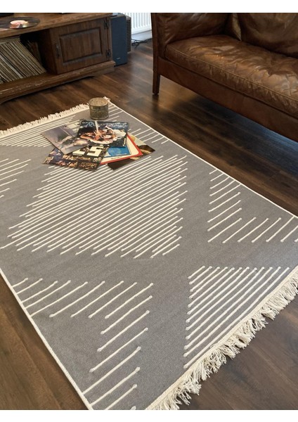 Yıkanabilir Çift Taraflı Dokuma Kilim Bahar 15 Gri 120 x 180 cm fırsatları