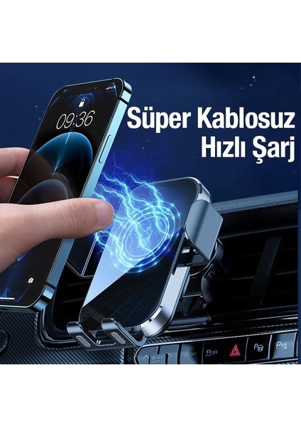 Super Şarj 15W Akıllı Isı Kontrollü Kablosuz Araç Şarjı Araç Içi Telefon Tutucu 15W Ultra Hız