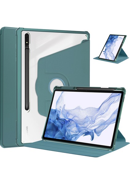 Samsung Tab Galaxy S8 Plus SM-X800 Kalem Bölmeli Dönebilen Standlı Sağlam Kılıf Fonksiyonlu
