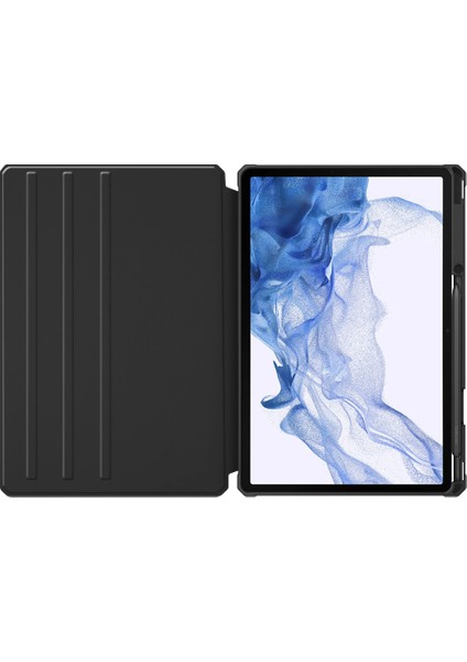 Samsung Tab Galaxy S8 Plus SM-X800 Kalem Bölmeli Dönebilen Standlı Sağlam Kılıf Fonksiyonlu indirimleri