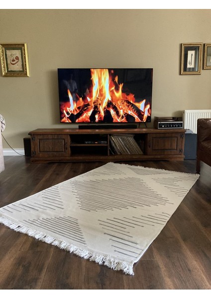 Yıkanabilir Çift Taraflı Dokuma Kilim Bahar 15 Gri 80 x 300 cm