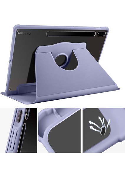 Samsung Galaxy Tab S7 Plus 12.4” T970 Kılıf Simplism 360 Dönen Yatay Dikey Standlı Kalemlikli