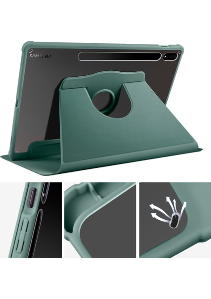 Samsung Galaxy Tab S8 Plus 12.4” X800 Kılıf Simplism 360 Dönen Yatay Dikey Standlı Kalemlikli