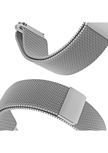 Samsung Galaxy Gear ve Huawei Gt3 Uyumlu Mıknatıslı Gümüş Hasır Saat Kordonu fiyatları