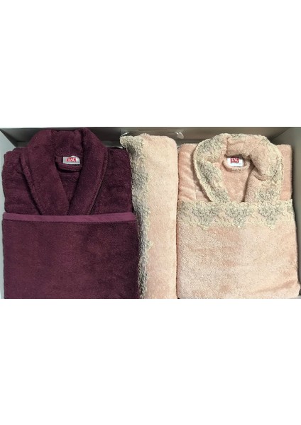 Linn Somon Bordo Elegance Bambu Aile Bornoz Seti Bamboo fiyatları