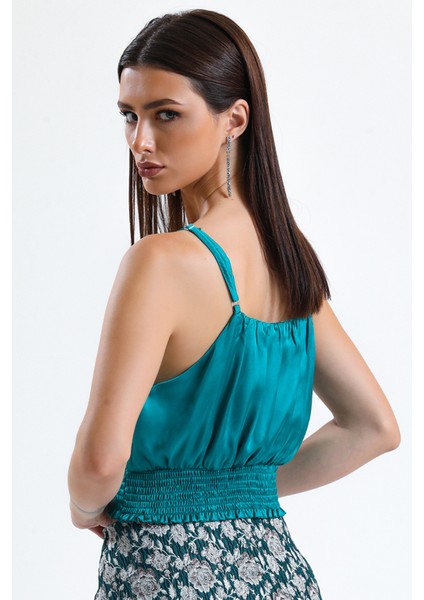 Gipeli Baskılı Saten Bluz | BLZ34223 Yesıl fiyatları