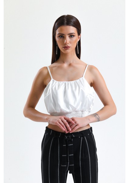 Gipeli Baskılı Saten Bluz | BLZ34223 Beyaz modelleri