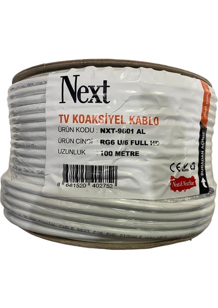 NXT-9601 Rg6 U/6 Anten Kablosu 100 Metre