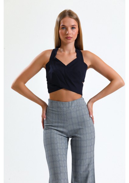 Sırtı Fermuarlı Onu Dekolteli Krep Bluz | BLZ14691 fırsatları