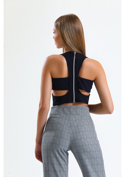 Sırtı Fermuarlı Onu Dekolteli Krep Bluz | BLZ14691 indirimleri