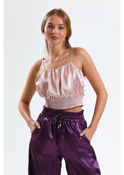 Gipeli Baskılı Saten Bluz | BLZ34223