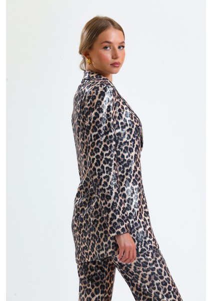 Ici Astarlı Leopar Desenli Abiye Pul Payet Ceket | CKT34264 fiyatları