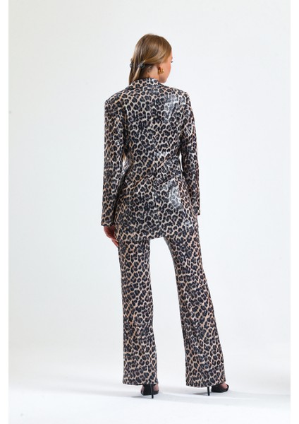Ici Astarlı Leopar Desenli Abiye Pul Payet Ceket | CKT34264 indirimleri