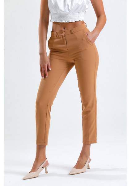 Pantolon - Bilekte Atlas Kumas Pantolon | PNT19003 Camel fırsatları