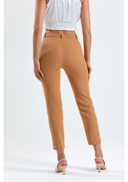 Pantolon - Bilekte Atlas Kumas Pantolon | PNT19003 Camel indirimleri