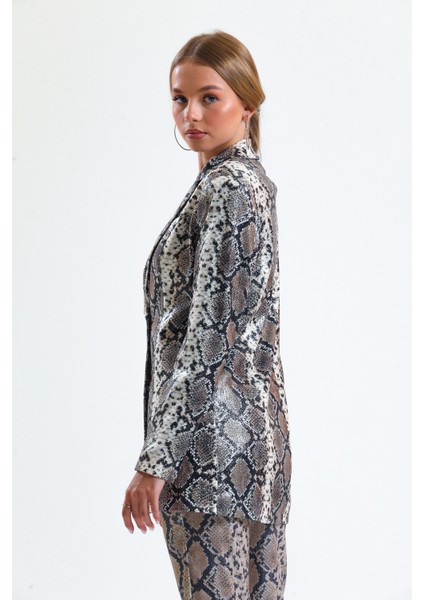 Ici Astarlı Leopar Desenli Abiye Pul Payet Ceket | CKT34264