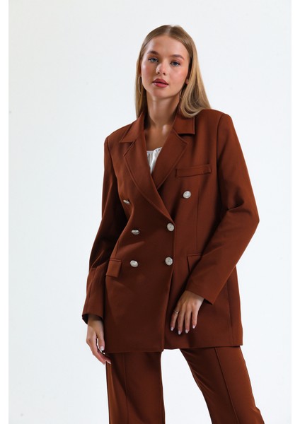 Içi Astarlı Hürrem Kumaş Oversize Blazer Ceket | CKT34236 Kahve