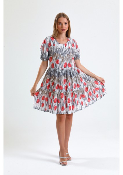 Kol Ucu Lastikli Arkası Damlalı Yandan Cepli Elbise | ELB34306 modelleri