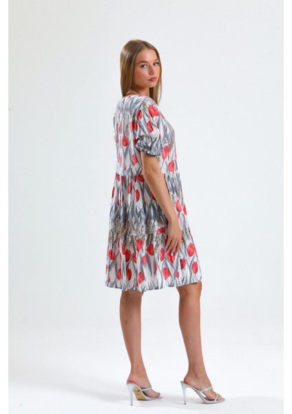 Kol Ucu Lastikli Arkası Damlalı Yandan Cepli Elbise | ELB34306 indirimleri