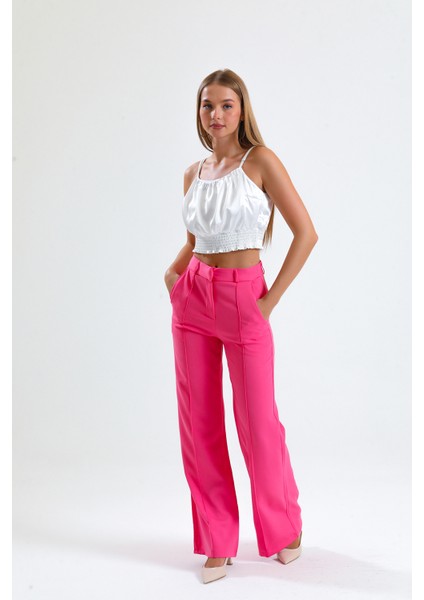 Süs Dikişli Hürrem Kumaş Bol Paça Pantolon | PNT34239 Pembe modelleri