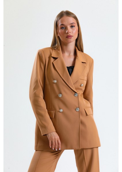 Içi Astarlı Hürrem Kumaş Oversize Blazer Ceket | CKT34236 Camel