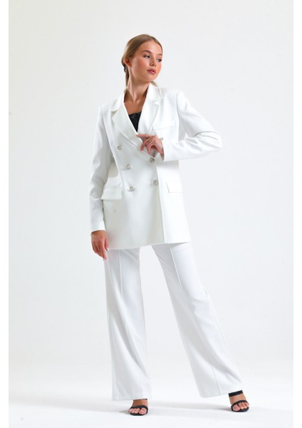 Içi Astarlı Hürrem Kumaş Oversize Blazer Ceket | CKT34236 Ekru fiyatları
