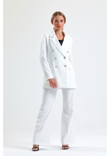 Içi Astarlı Hürrem Kumaş Oversize Blazer Ceket | CKT34236 Ekru modelleri