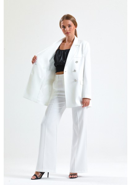 Içi Astarlı Hürrem Kumaş Oversize Blazer Ceket | CKT34236 Ekru fırsatları