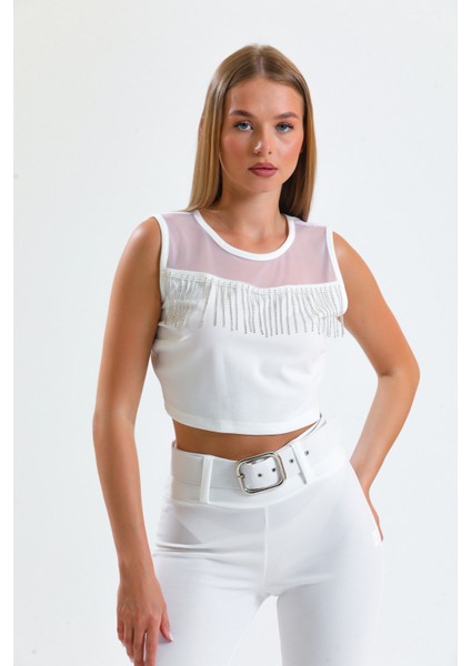 Taş Detaylı Abiye Bluz | BLZ34565 Beyaz modelleri